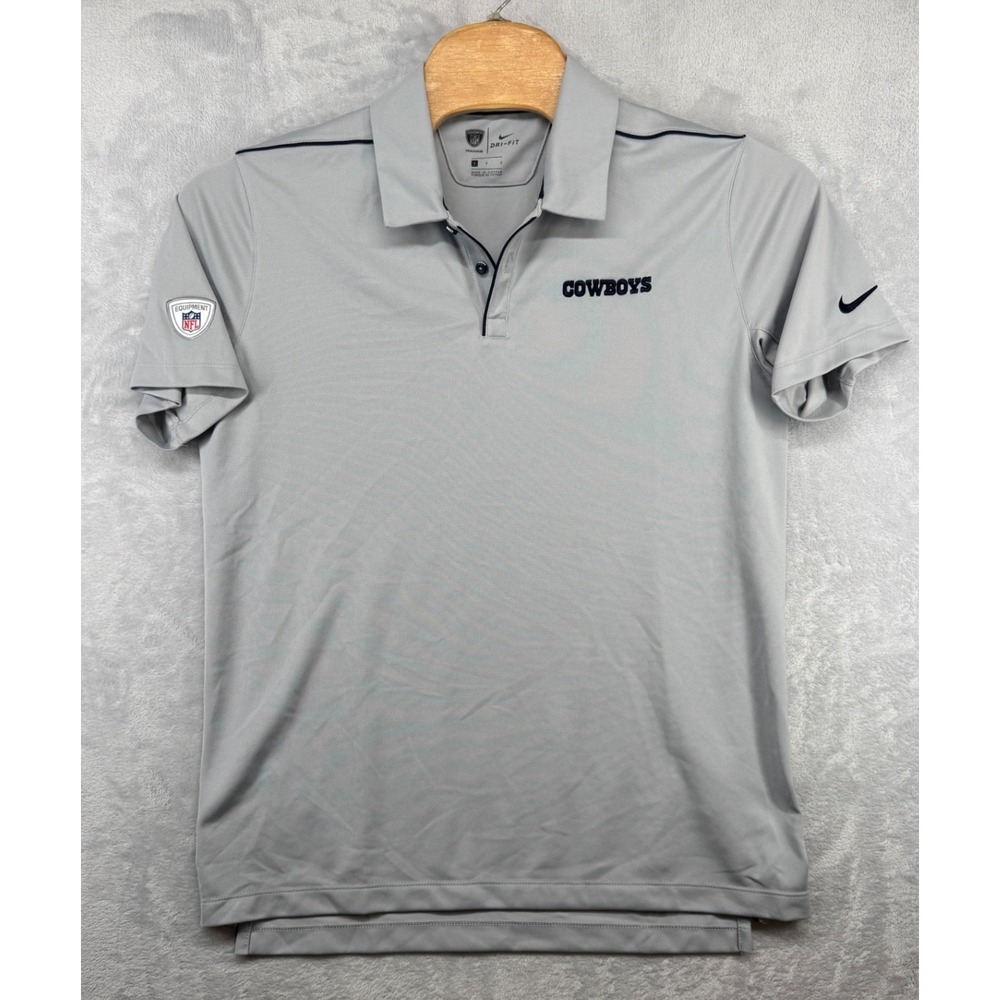 Nike Dallas Cowboys Polo Shirt Gray NFL Dri-FIT Training Golf Men's Size L